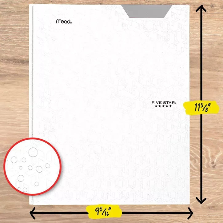 Five Star 2 Pocket Plastic Folder with Prongs White