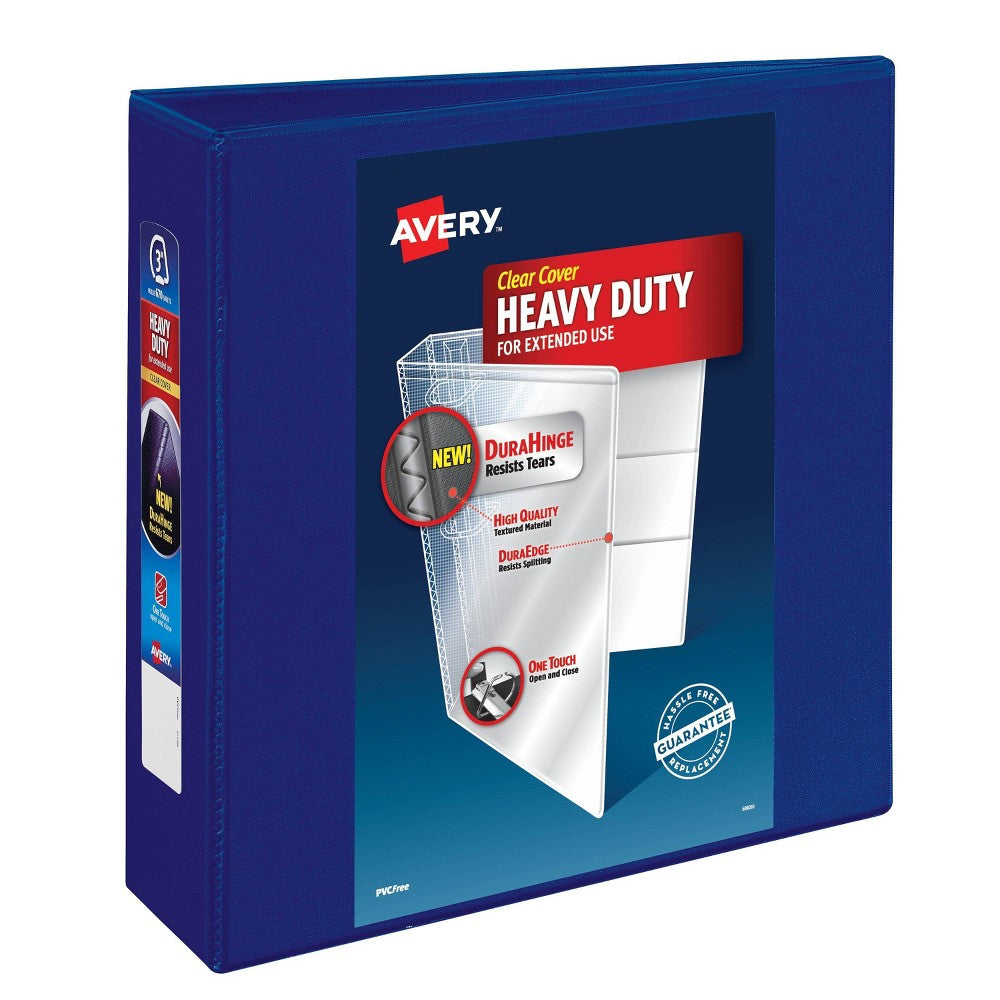 Avery 670 Sheet 3" Heavy Duty Ring Binder PVC Free Blue Clear Cover