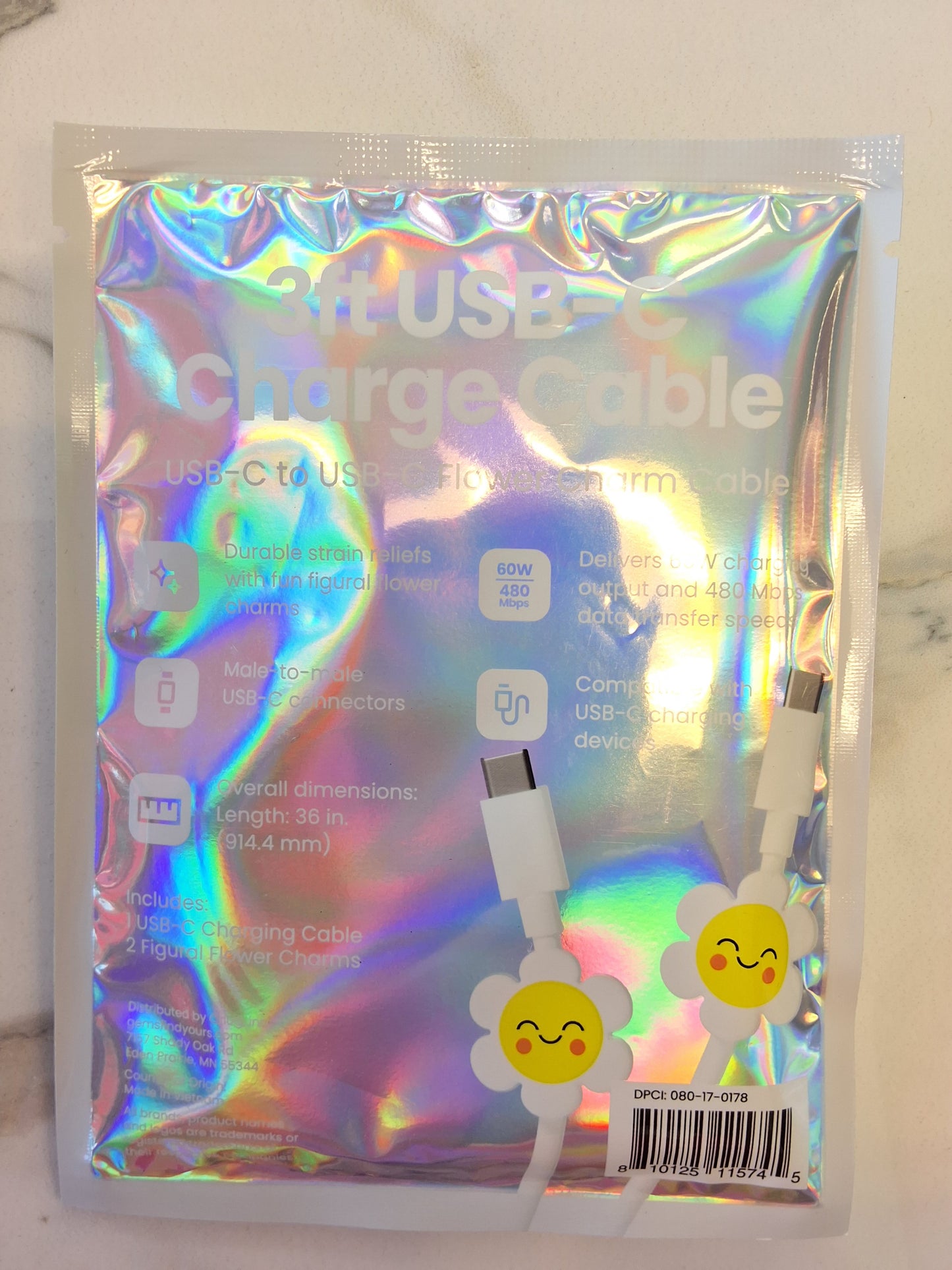 GEMS 3' 'Flower' Novelty USB-C Cables