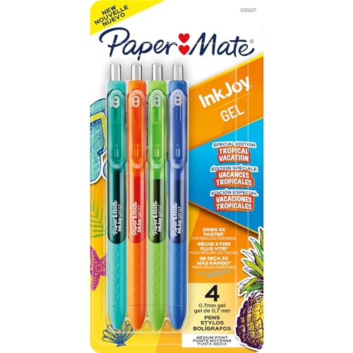 Paper Mate InkJoy Gel Pens Tropical Vacation Colors Medium (0.7mm) Point Retractable 4 Count