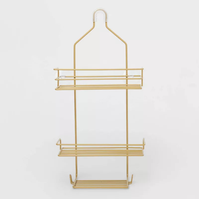 Metal Over The Shower Storage Brass - Room Essentials™: Bathroom Organizer, Gold Tone, 20" High, 10" Long
