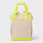 24 Cans/20.4qt Backpack Cooler - Beige/Yellow: PEVA Liner, Adjustable Straps